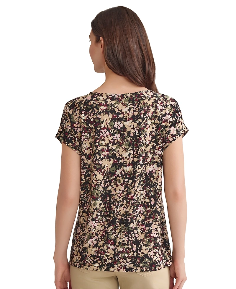 Jones New York Women's Floral-Print Keyhole Top