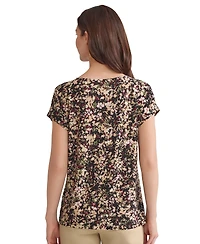 Jones New York Women's Floral-Print Keyhole Top