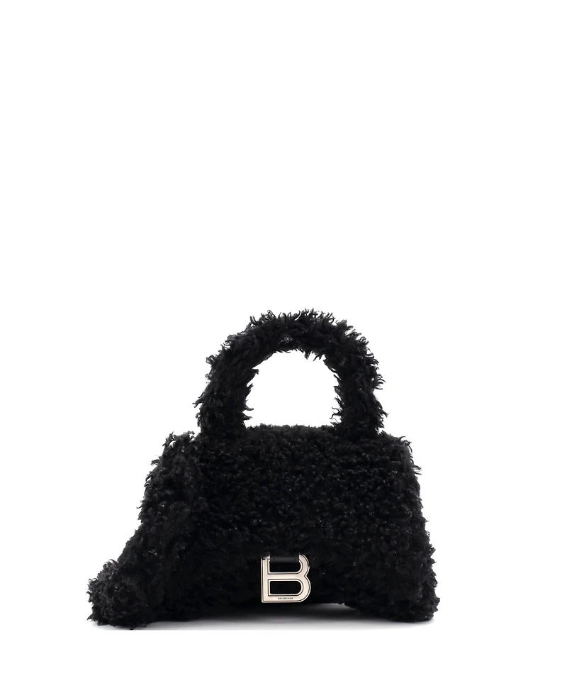 Pre-Owned Balenciaga Small Fluffy Hourglass Top Handle Bag Faux Fur