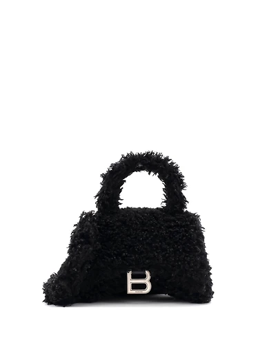 Pre-Owned Balenciaga Small Fluffy Hourglass Top Handle Bag Faux Fur