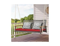 Slickblue 2-Person Patio Wicker Hanging Swing Chair for Porch Balcony or Backyard