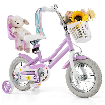 Kids Bicycle for Girls with Doll Seat and Colorful Streamers for Fun Riding
