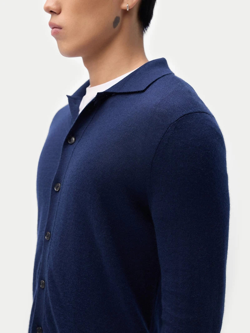 Gobi Cashmere Men's Silk Polo-Neck Cardigan