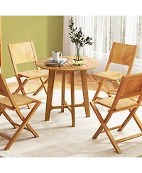 Patio Dining Table with Slatted Tabletop and X-shaped Frame