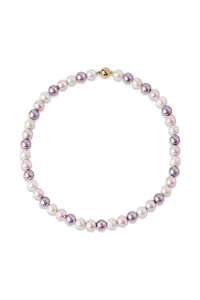 Lydia Purple Shell Pearl Strand Choker Necklace
