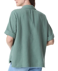 Gloria Vanderbilt Women's Cotton Callista Roll-Tab Textured Top