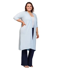 24seven Comfort Apparel Plus Knee Length Duster Cardigan Sweater