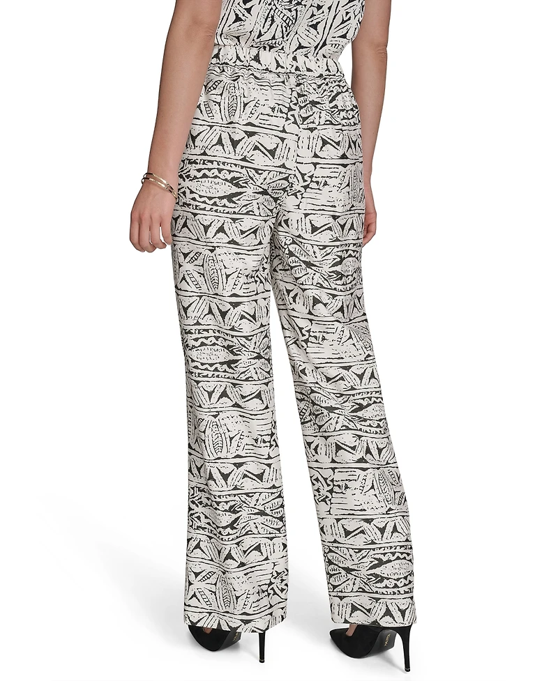 Halston Women's Printed High-Rise Wide-Leg Pants