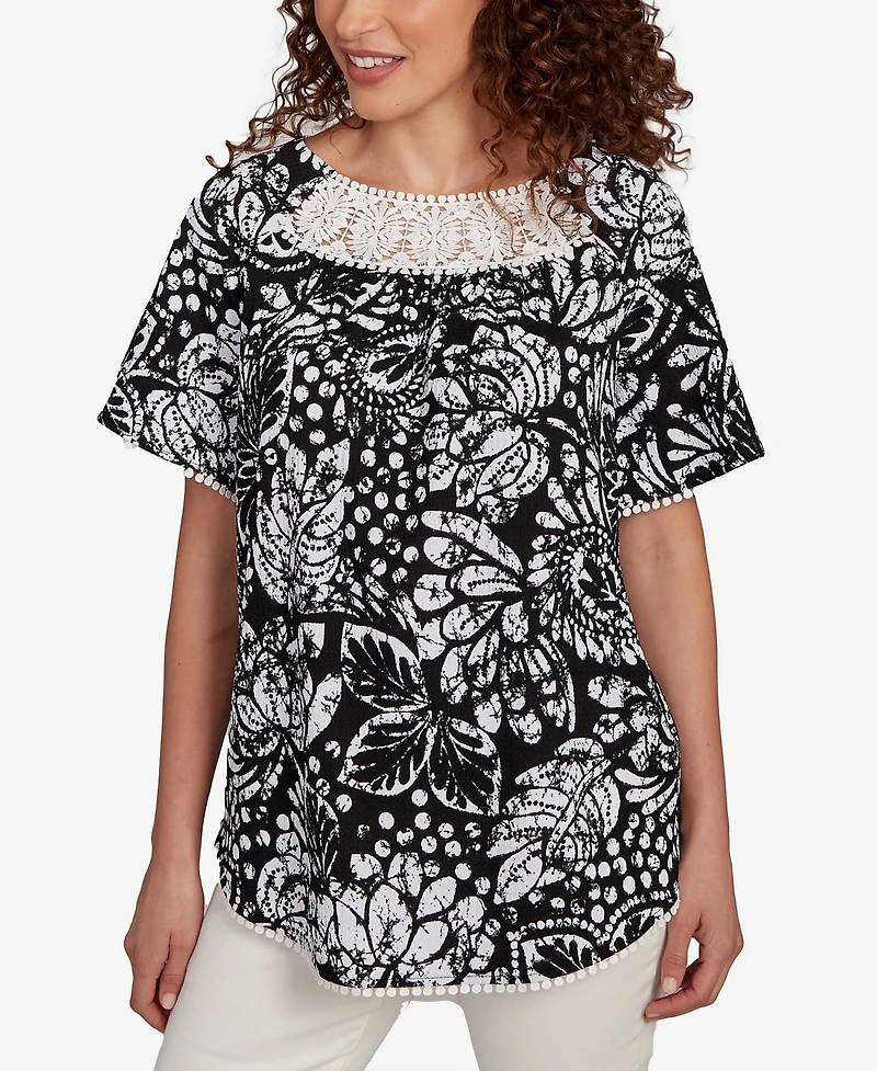 Ruby Rd. Petite Batik Island Paisley Scoop Neck T Shirt