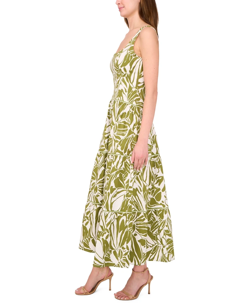 CeCe Women's Cotton-Blend Printed Sleeveless Maxi Dress