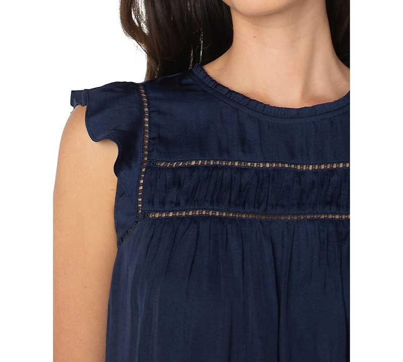 Liverpool Los Angeles Women's Flutter-Sleeve Woven Blouse