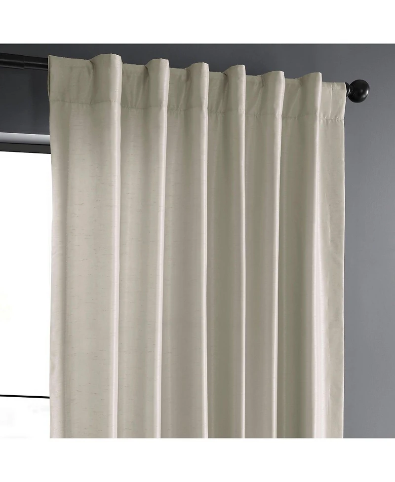 Half Price Drapes Mist Greige Vintage Textured Faux Dupioni Silk Curtain