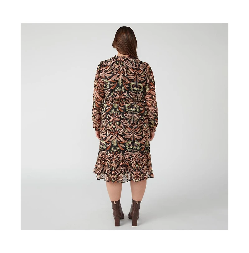 Estelle Thalia Blooms Pink Beige Floral Print Knee Length Dress