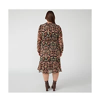 Estelle Thalia Blooms Pink Beige Floral Print Knee Length Dress