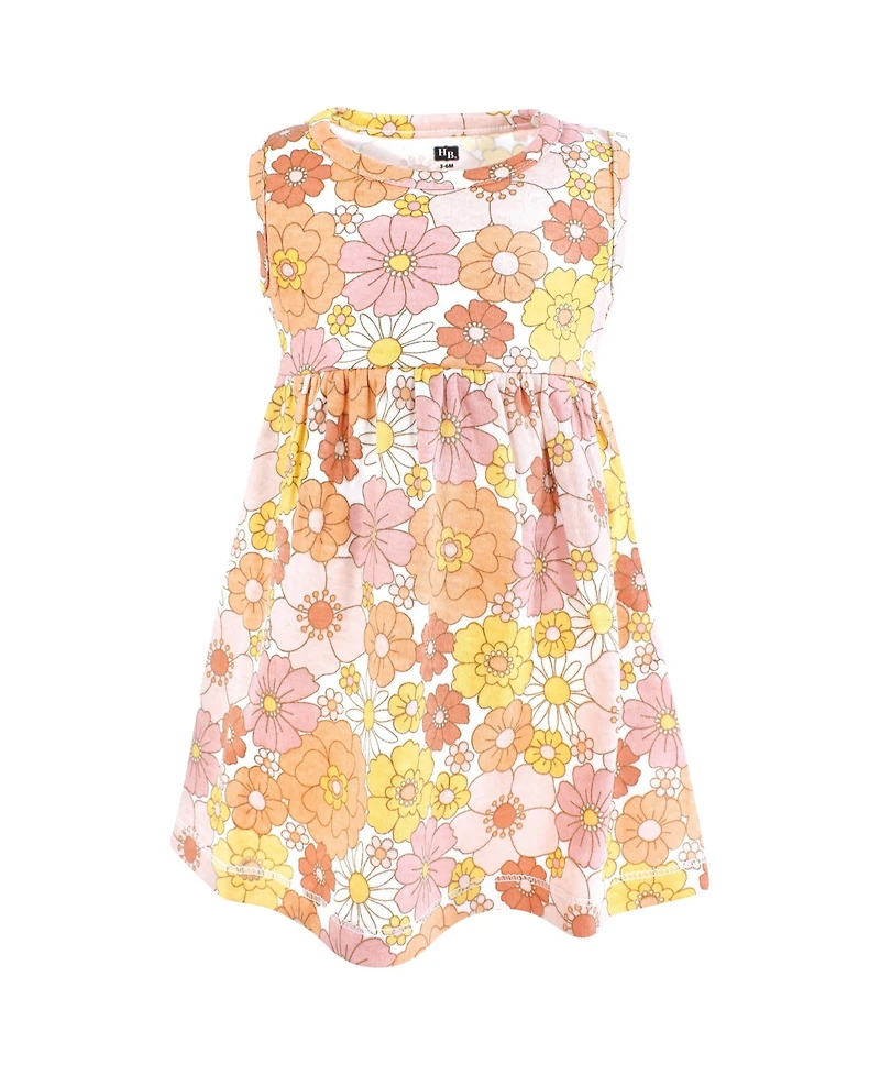 Hudson Baby Girls Cotton Dress And Cardigan Set, Peach Love Flowers