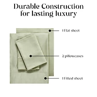 Superior Egyptian Cotton 1500 Thread Count Embroidered Marrow Stitch Hem Deep Pocket Sheet Set,Queen