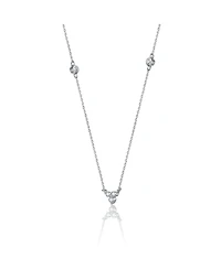 Stunning Sterling Silver White Gold Plated Cubic Zirconia on Triangle Pendant