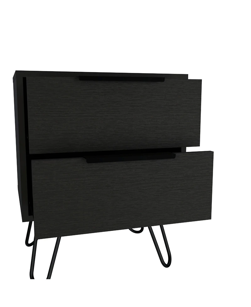Depot E-shop Begonia 2 Nightstand, Hairpin Legs, Two Drawers