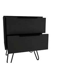 Depot E-shop Begonia 2 Nightstand, Hairpin Legs, Two Drawers