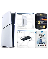 Sony PlayStation 5 Slim Digital Bundle with Disc Drive, Vertical Stand, MightySkins Voucher, and 2 Year Extended Warranty
