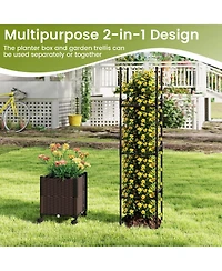 Raised Garden Bed with Plant Box Trellis and Lockable Wheels Adjustable Height