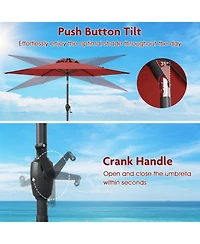 Slickblue Led Lighted Solar Patio Umbrella with Crank Mechanism – Perfect for Backyard, Poolside, or Balcony