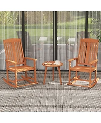 Outdoor Rocking Chair with High Back and Slatted Seat for Comfortable and Classic Patio Relaxation