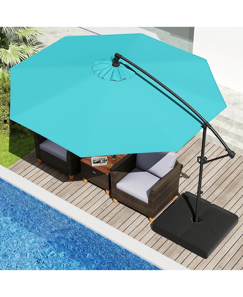 Offset Hanging Umbrella with Base Patio Cantilever Umbrella with Tilt