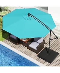 Offset Hanging Umbrella with Base Patio Cantilever Umbrella with Tilt