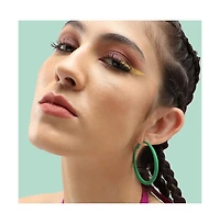 Sohi Women's Green Minimal Hoop Earrings