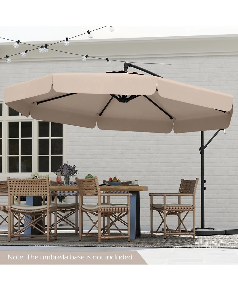 Patio Cantilever Umbrella with Cover Tilt Adjustment and Ruffled Edge