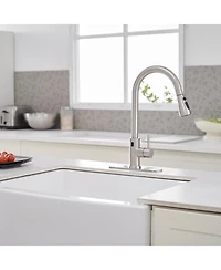 Single-Handle Touch Pull-Down Sprayer Kitchen Faucet with Supply Lines in Brushed Nickel
