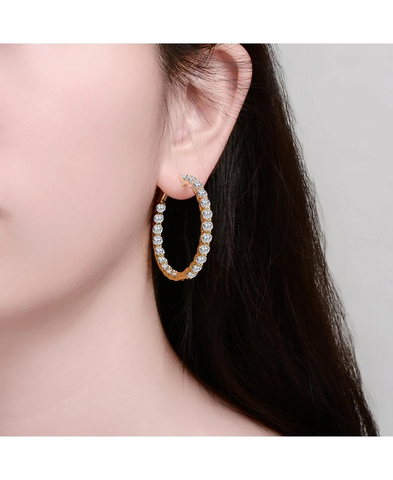 Clear Cubic Zirconia Accent Hoop Earrings