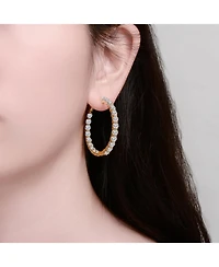 Clear Cubic Zirconia Accent Hoop Earrings