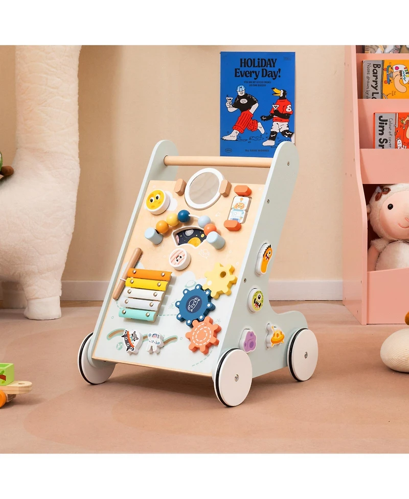 Slickblue Kids Walker Push and Pull Learning Activity Center with Wheels 1+ Years Old