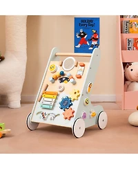 Slickblue Kids Walker Push and Pull Learning Activity Center with Wheels 1+ Years Old
