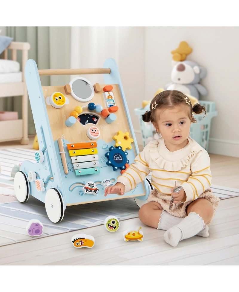Slickblue Kids Walker Push and Pull Learning Activity Center with Wheels 1+ Years Old
