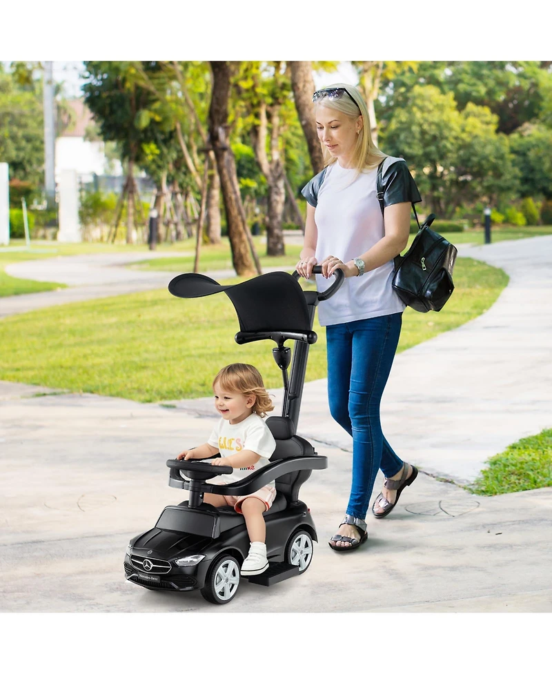 3-in-1 Mercedes Benz Ride-On Toddler Sliding Car with Push Handle