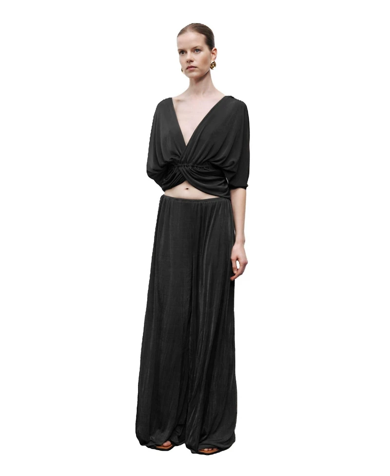 Nocturne Women's V-Neck Beaded Accessory Blouse