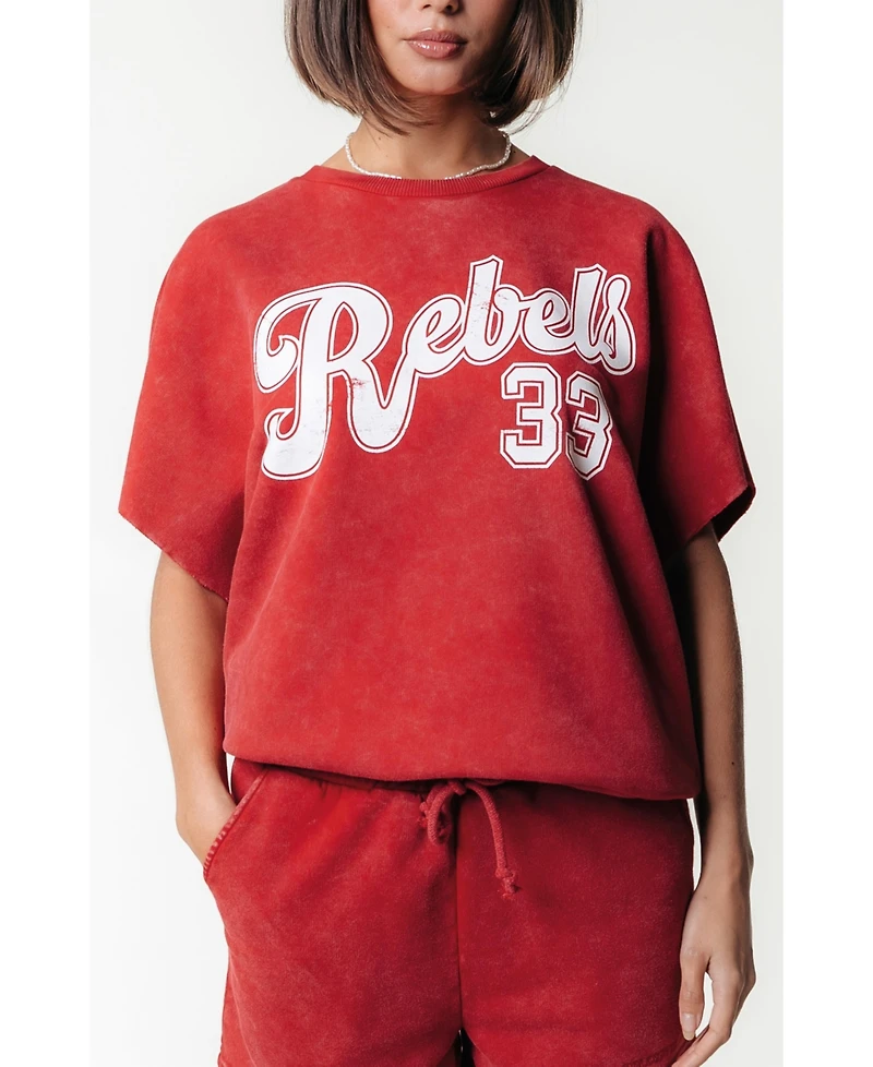 Colourful Rebel Women's Rebels 33 Acid Wash Drppd Shldr Sweat Ss