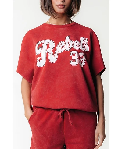 Colourful Rebel Women's Rebels 33 Acid Wash Drppd Shldr Sweat Ss