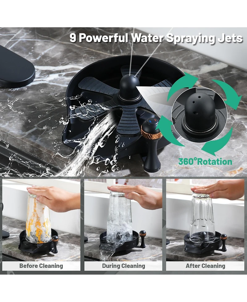 Casainc Stainless Steel Glass Rinser For Kitchen Sink, Sink Accessories Cup Washer