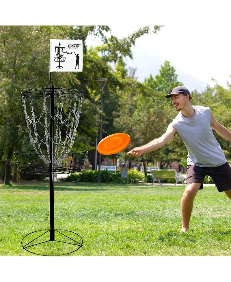 Portable 12-Chain,Disc Golf Targets Basket, Metal Flying Disc Practice Basket(Black/Blue/Orange/Red)