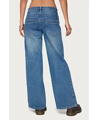 Edikted Women's Abel Layered Look Low Rise Jeans