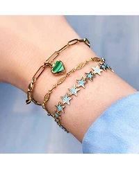 The Lovery Malachite Heart Paperclip Bracelet 14k Gold