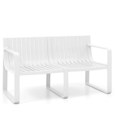 Weather-resistant Plastic 2-Person Bench with Curved Backrest