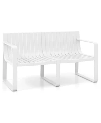 Weather-resistant Plastic 2-Person Bench with Curved Backrest
