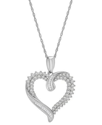 Diamond Twist Heart 18" Pendant Necklace (1/2 ct. t.w.) 14k White Gold or Yellow Gold, + 2" extender, Exclusively at Macy's