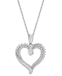 Diamond Twist Heart 18" Pendant Necklace (1/2 ct. t.w.) 14k White Gold or Yellow Gold, + 2" extender, Exclusively at Macy's