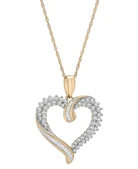 Diamond Twist Heart 18" Pendant Necklace (1/2 ct. t.w.) 14k White Gold or Yellow Gold, + 2" extender, Exclusively at Macy's